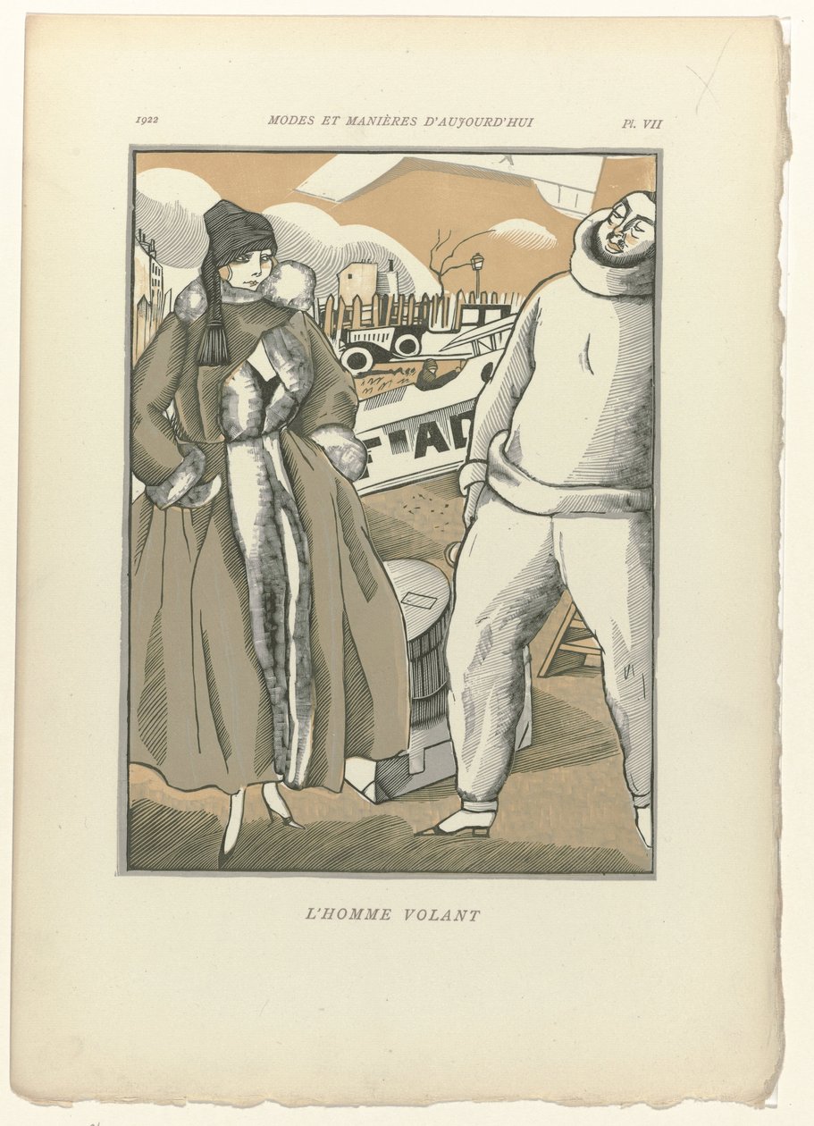 Dzisiejsze mody i maniery, 1922, pl. 7: Latający człowiek autorstwa Fernand Siméon