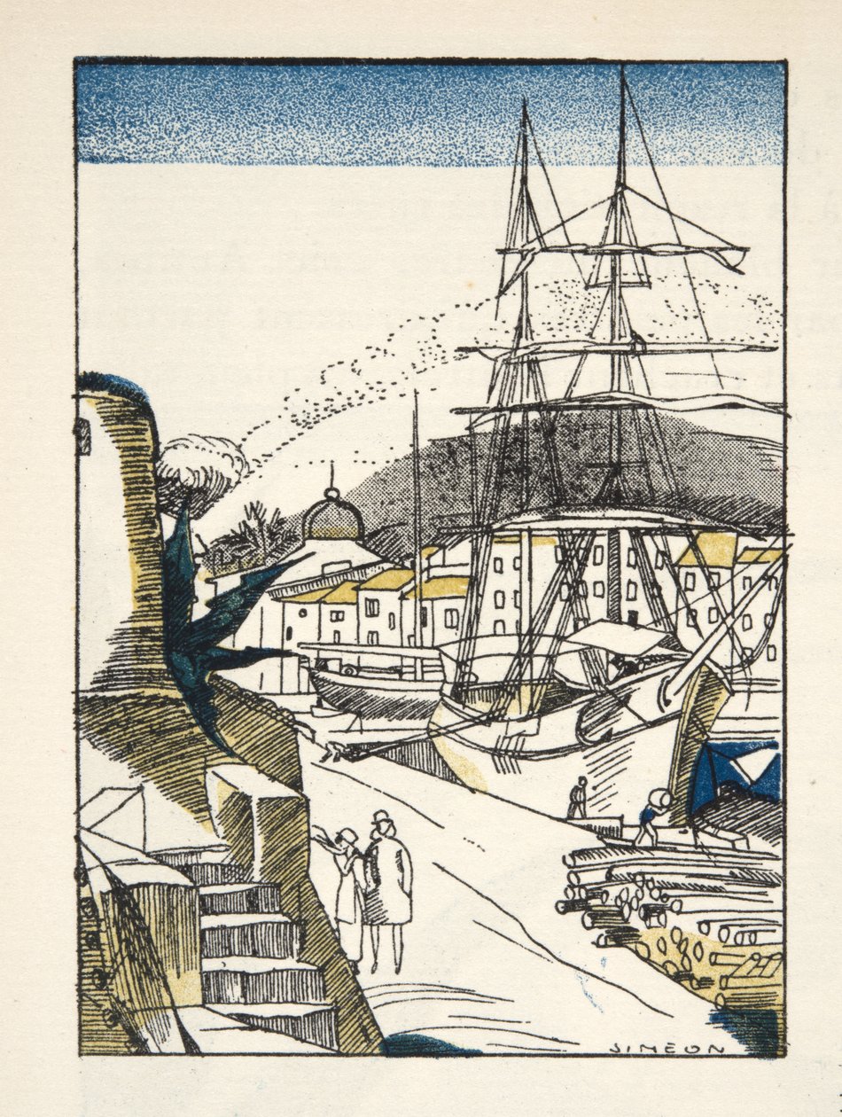 St Tropez z Gazette de Bon Ton, wyd. 1920 (druk szablonowy) autorstwa Fernand Siméon