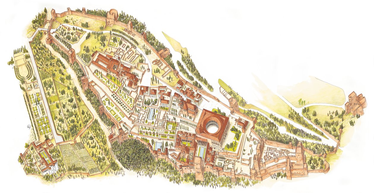 Alhambra, Granada, Hiszpania. Widok z lotu ptaka autorstwa Fernando Aznar Cenamor