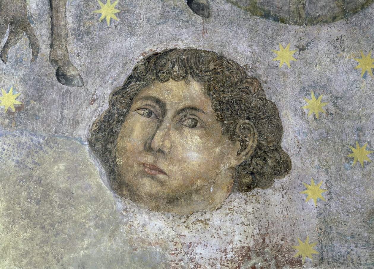 Jeden z czterech wiatrów, fragment sklepienia „Cielo de Salamanca”, ok. 1480-90 autorstwa Fernando Gallego