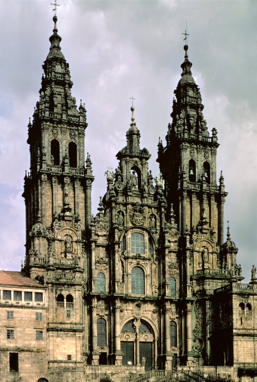 Widok na front zachodni (Fachada del Obradoiro) 1738-50 (szczegóły patrz 88958) autorstwa Fernando de Casas Novoa