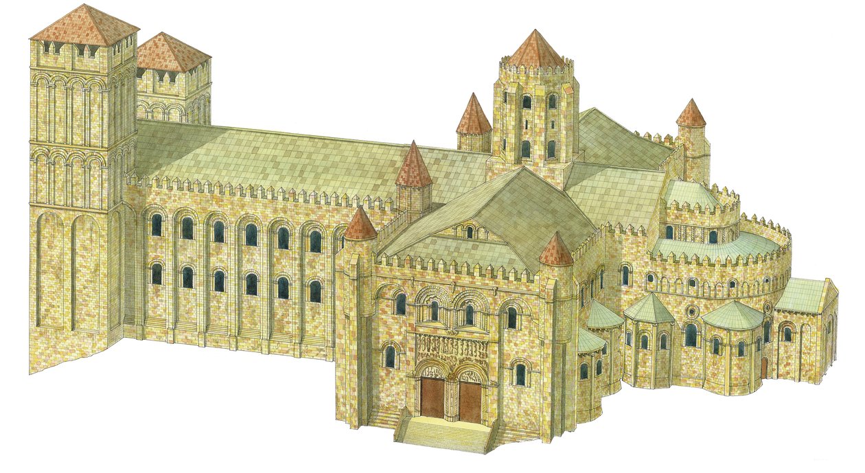 Romańska katedra w Santiago de Compostela. Rekonstrukcja. Hiszpania autorstwa Fernando Aznar Cenamor
