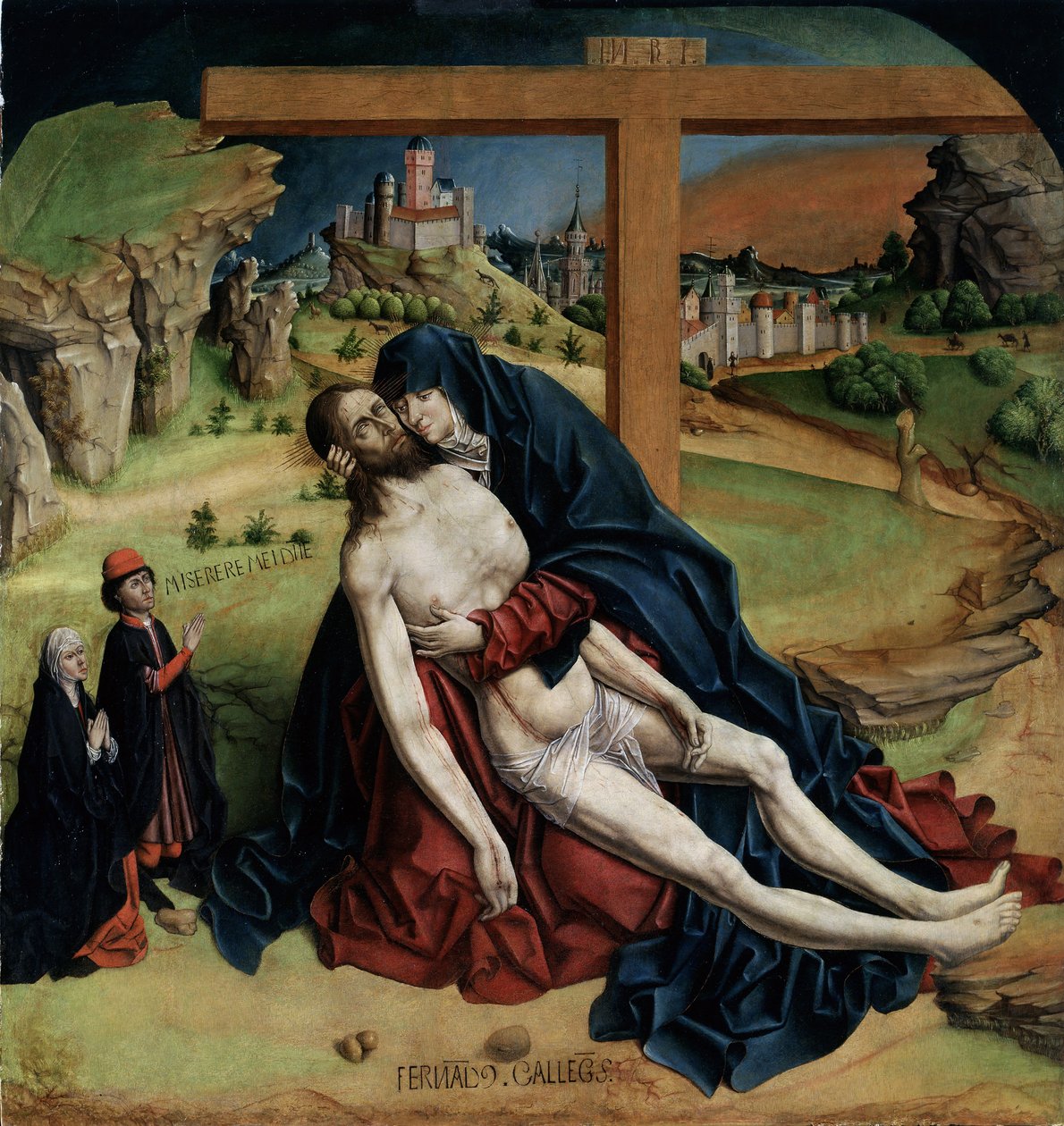 Vierge de pitie - (Pieta) Peinture de Fernando Gallego (wiersz 1440-1507) 1470 Dim. 1,25x1,09 m Madryt, Muzeum Prado autorstwa Fernando Gallego