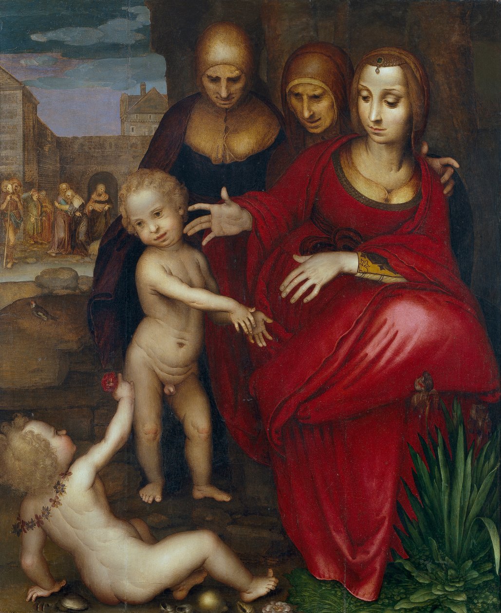 Święta Anna, Dziewica, Święta Elżbieta, Święty Jan i Dzieciątko Jezus autorstwa Fernando Yanez de Almedina