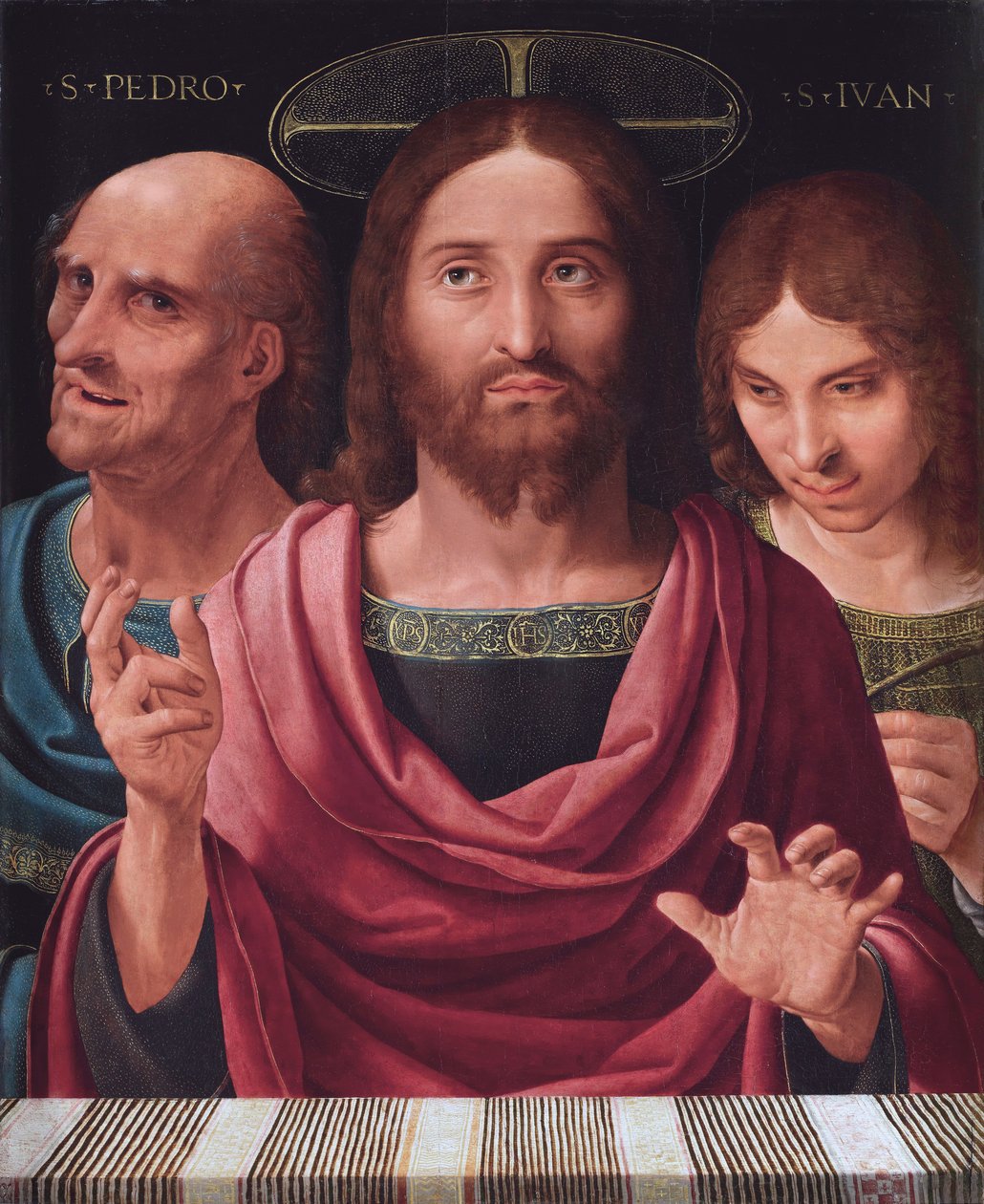 Salvator Mundi między świętymi Piotrem i Janem, ok. 1507 (olej na drewnie) autorstwa Fernando Yanez de Almedina