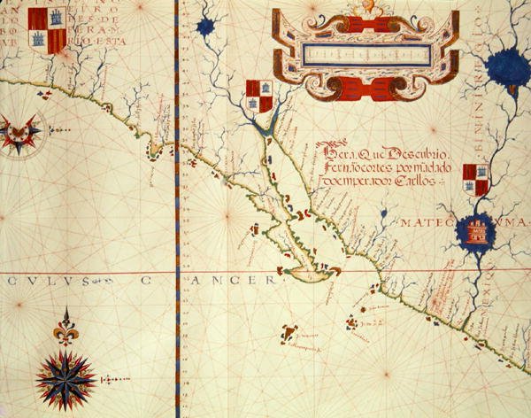 Fol.15 Mapa Meksyku i dolnej Kalifornii, z atlasu, 1571 autorstwa Fernao Vaz Dourado