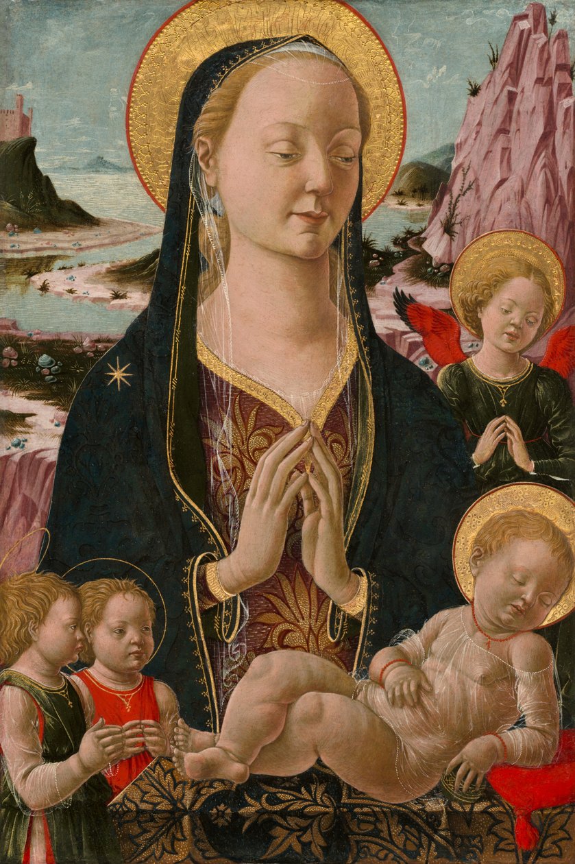 Madonna z Dzieciątkiem z Aniołami autorstwa Ferrarese 15th Century