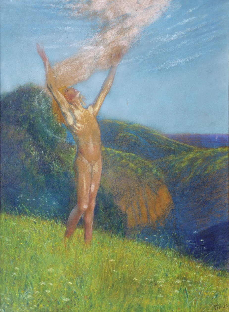 Przebudzenie wiosny (pastel na papierze) autorstwa Fidus