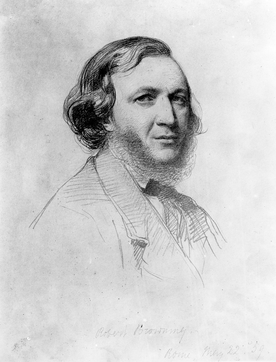 Portret Roberta Browninga (1812-89) (ołówek na papierze) (zdjęcie Bundw) autorstwa Field Talfourd