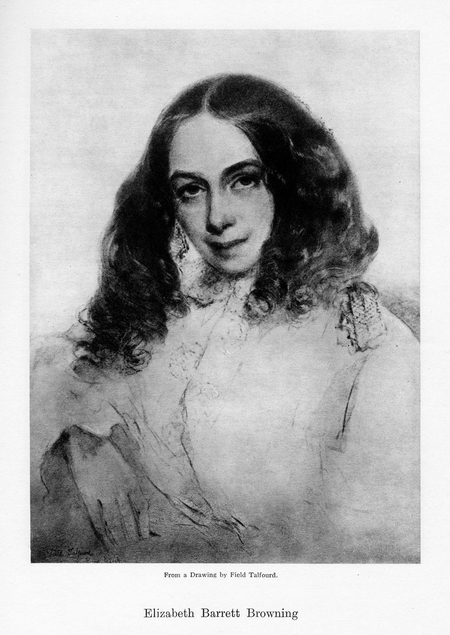 Elizabeth Barrett Browning, angielska poetka epoki wiktoriańskiej, połowa XIX wieku. autorstwa Field Talfourd