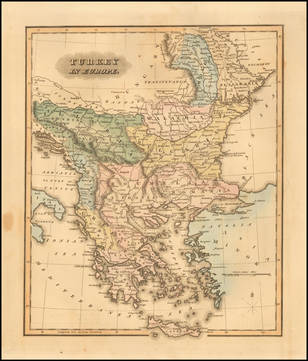 Mapa Turcji w Europie z 1823 r. autorstwa Fieldinga Lucasa, Jr. autorstwa Fielding Lucas Jr.