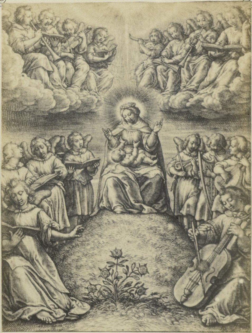 Fotoreprodukcja van de gravure Le concert des anges door Hieronymus Wierix Koncert aniołów autorstwa Fierlants