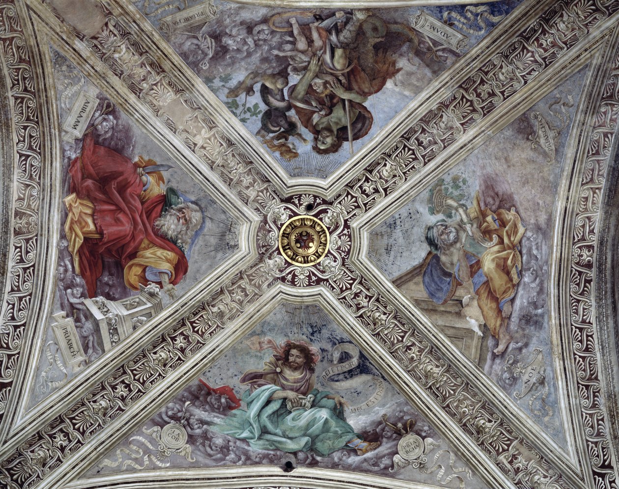 Sufit w kaplicy Strozzich przedstawiający proroków Abrahama, Noego, Adama i Jakuba ok. 1489-1502 autorstwa Filippino Lippi
