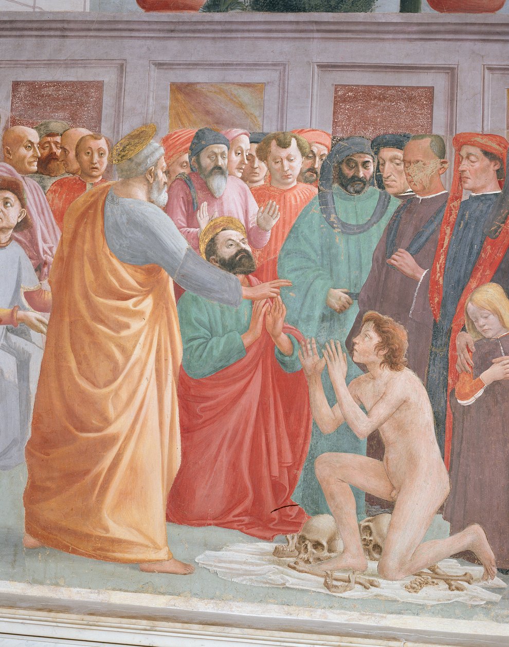 Fragment fresku Podniesienie Syna Teofila i św. autorstwa Filippino Lippi