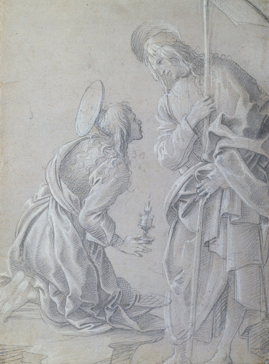 Klęcząca św. Maria Magdalena i stojący Chrystus autorstwa Filippino Lippi