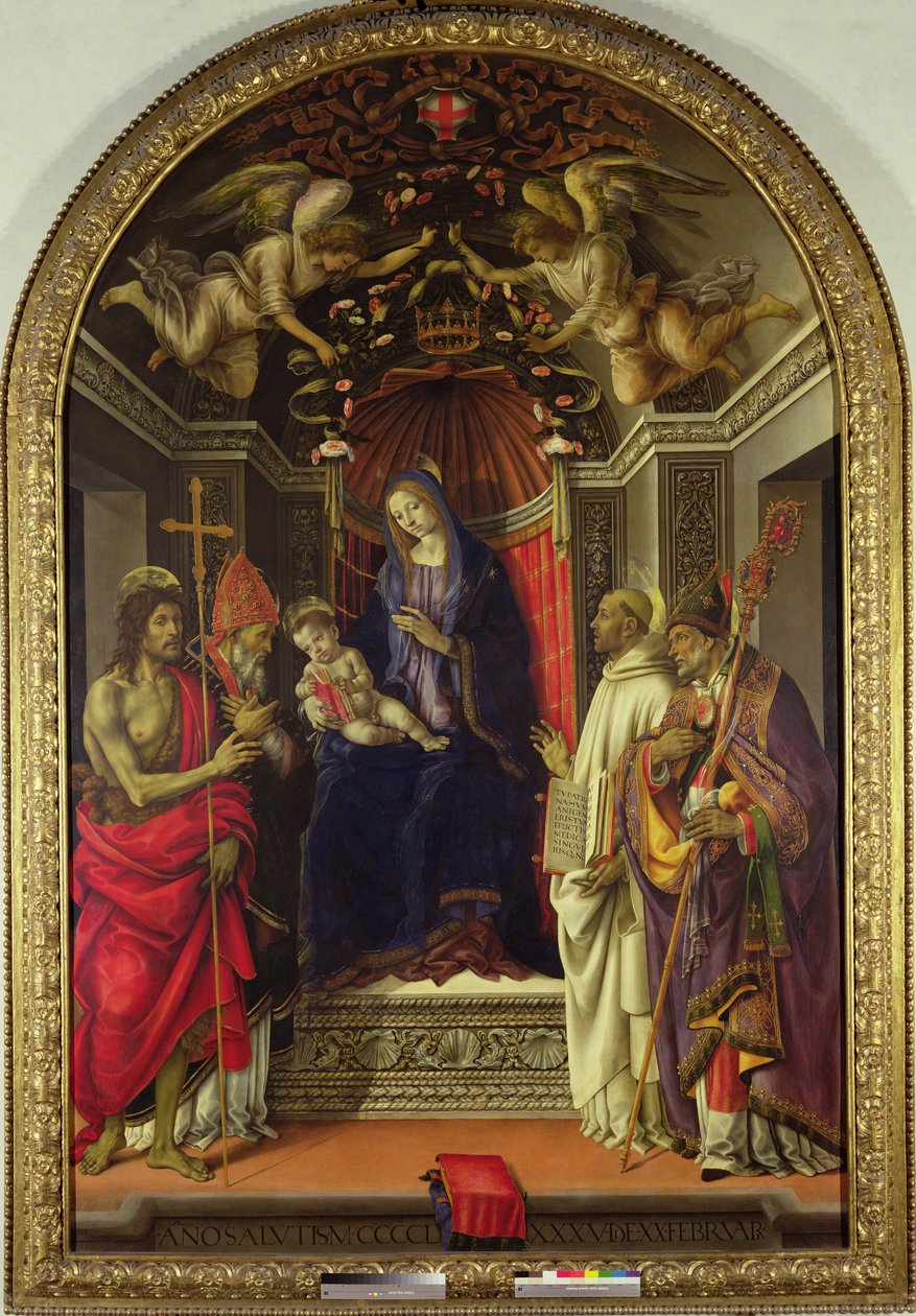 Madonna z Dzieciątkiem ze świętymi, 1486 (tempera na desce) autorstwa Filippino Lippi