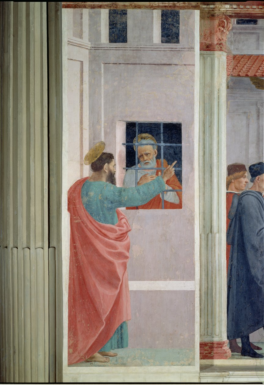 Św. Piotr odwiedzony w więzieniu przez św. Pawła, ok. 1480 autorstwa Filippino Lippi