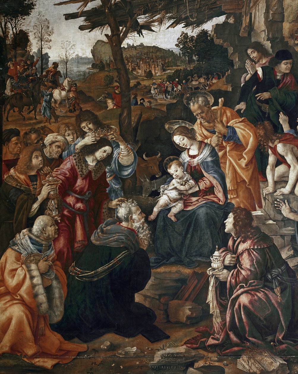 Adoracja Trzech Króli - Ołtarz San Donato (olej na desce) autorstwa Filippino Lippi