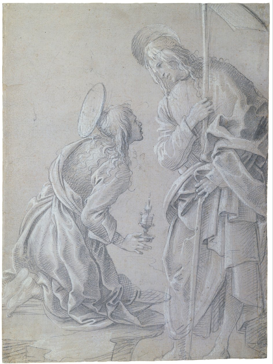 Klęcząca święta Maria Magdalena i stojący Chrystus autorstwa Filippino Lippi
