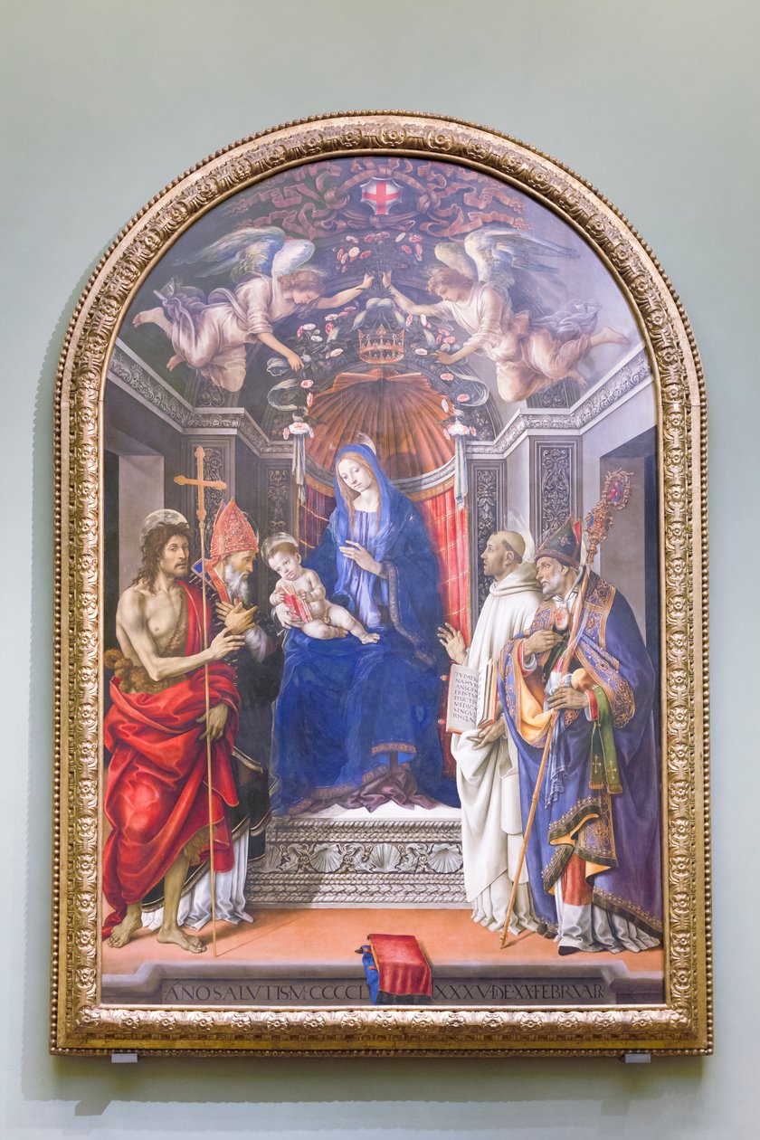 Madonna z Dzieciątkiem na tronie ze św. Janem Chrzcicielem i świętymi, zwana ołtarzem Ottona autorstwa Filippino Lippi