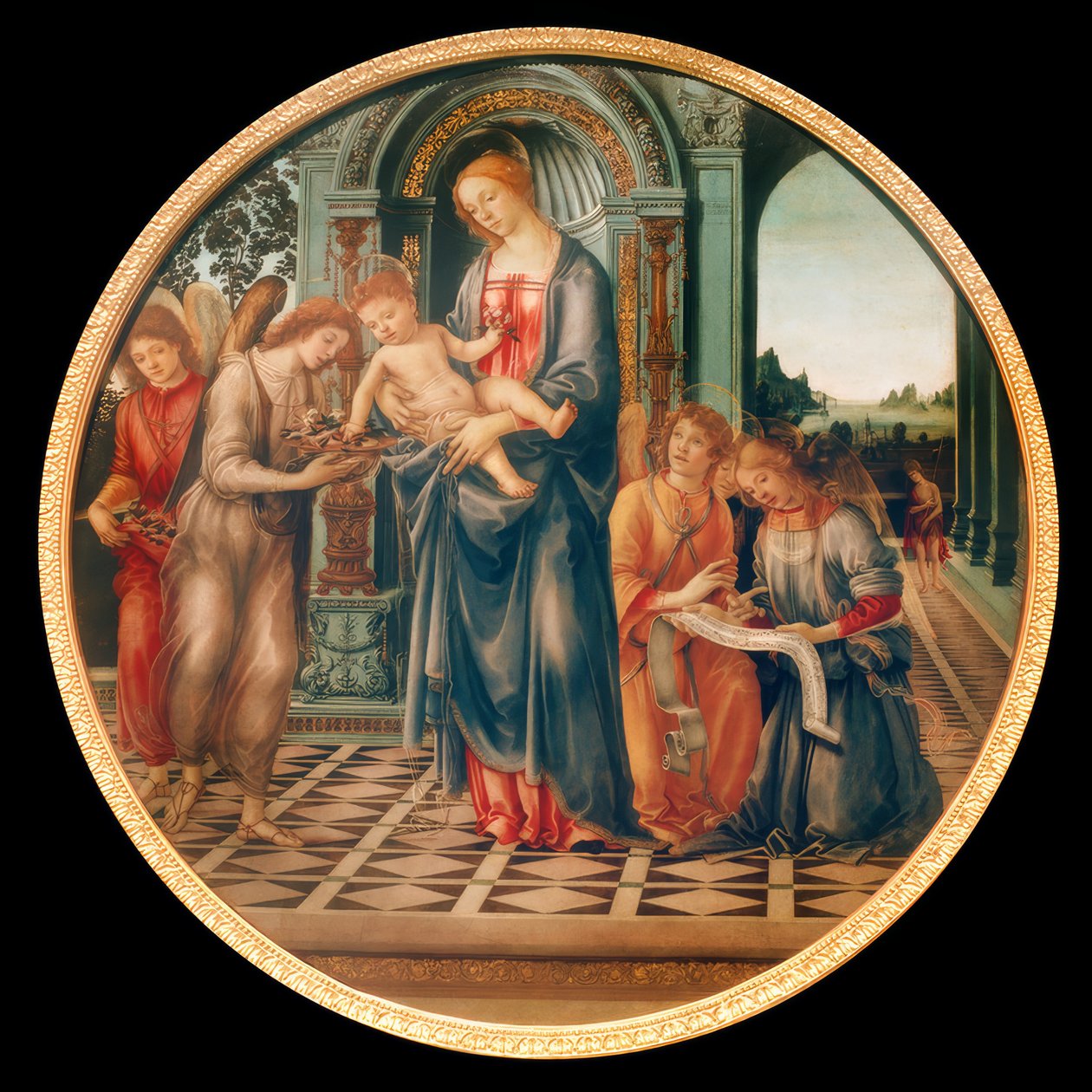 Maryja z Dzieciątkiem, aniołami i Janem Chrzcicielem autorstwa Filippino Lippi