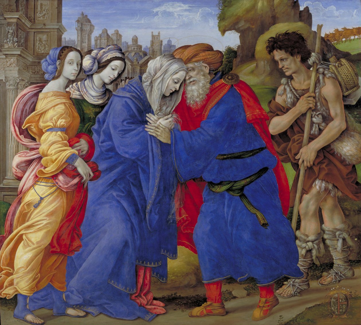 Spotkanie świętych Joachima i Anny przy Złotej Bramie, 1497 autorstwa Filippino Lippi