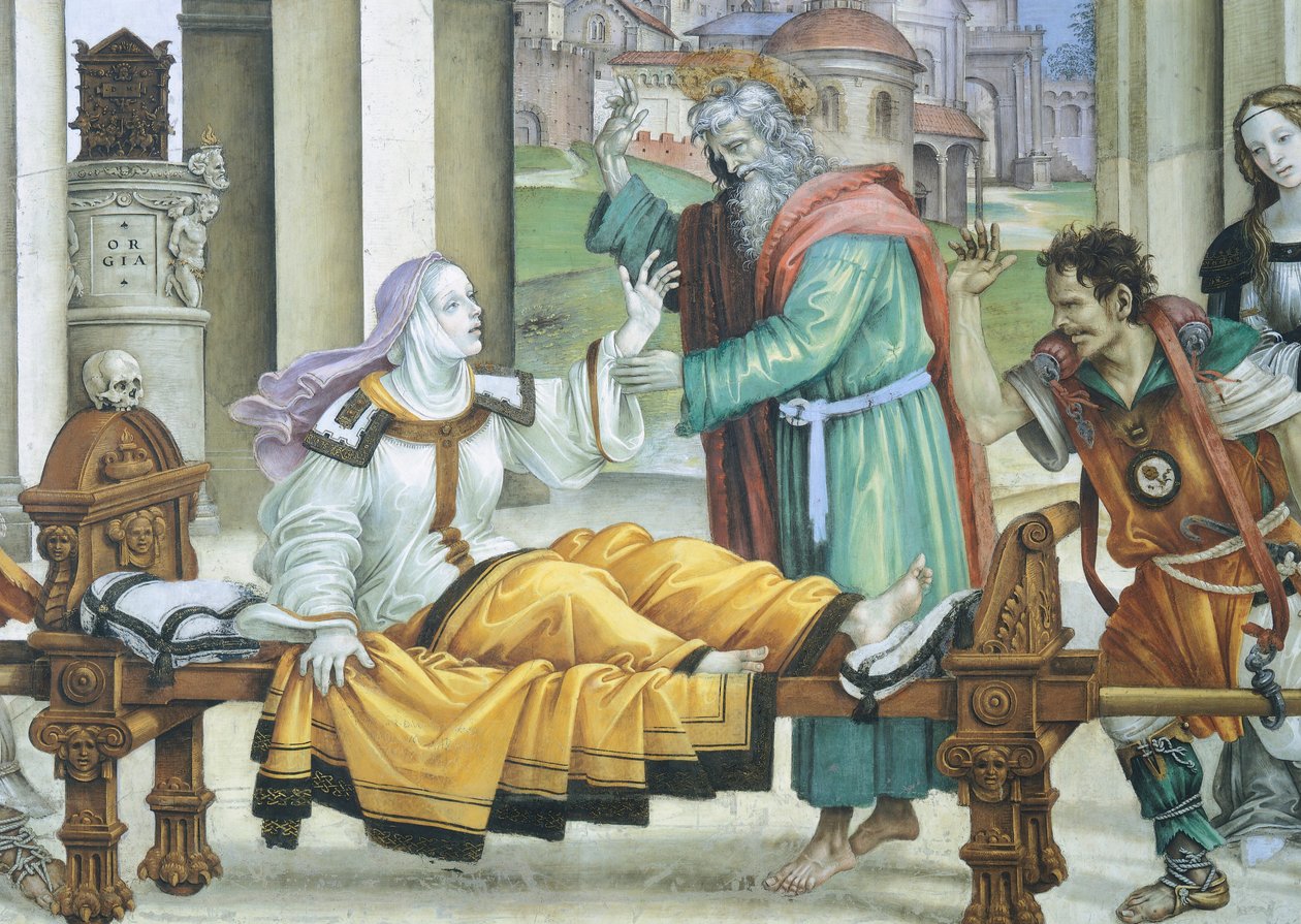Św. Jan Ewangelista wskrzeszający Druzjanę autorstwa Filippino Lippi