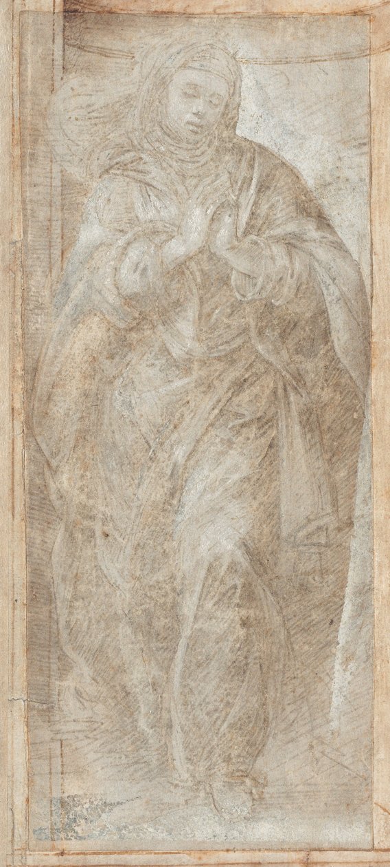 Stojąca kobieta z rękami złożonymi do modlitwy autorstwa Filippino Lippi