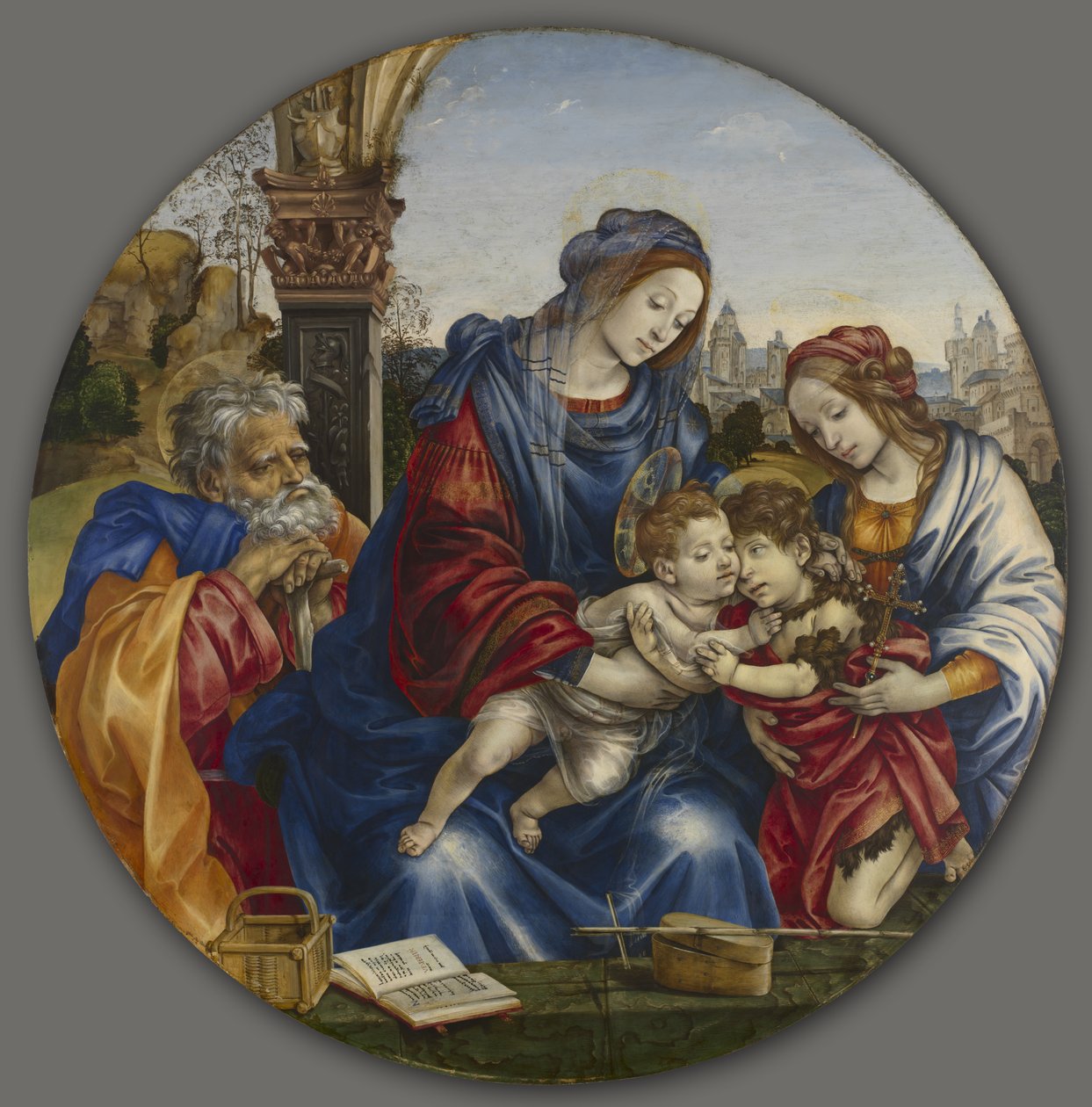 Święta Rodzina ze św. Janem Chrzcicielem i św. Małgorzatą, ok.1495 (tempera i olej na drewnie) autorstwa Filippino Lippi
