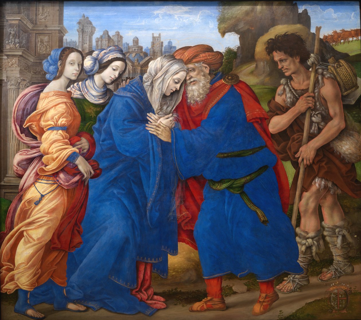 Spotkanie Joachima i Anny przed Złotą Bramą Jerozolimy autorstwa Filippino Lippi