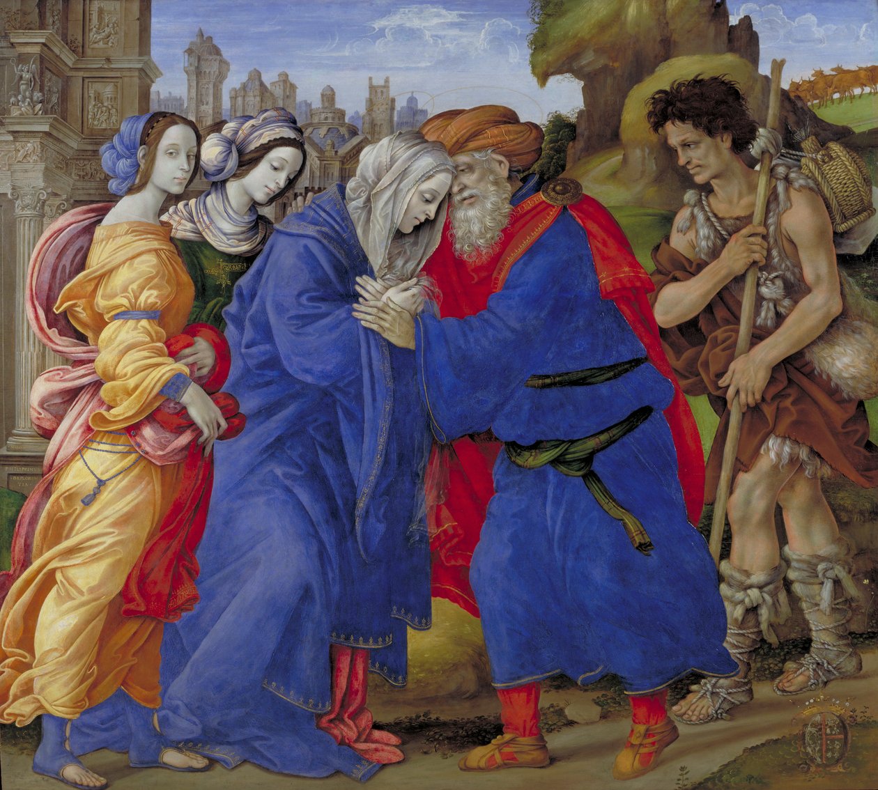 Spotkanie Joachima i Anny przed Złotą Bramą Jerozolimy autorstwa Filippino Lippi