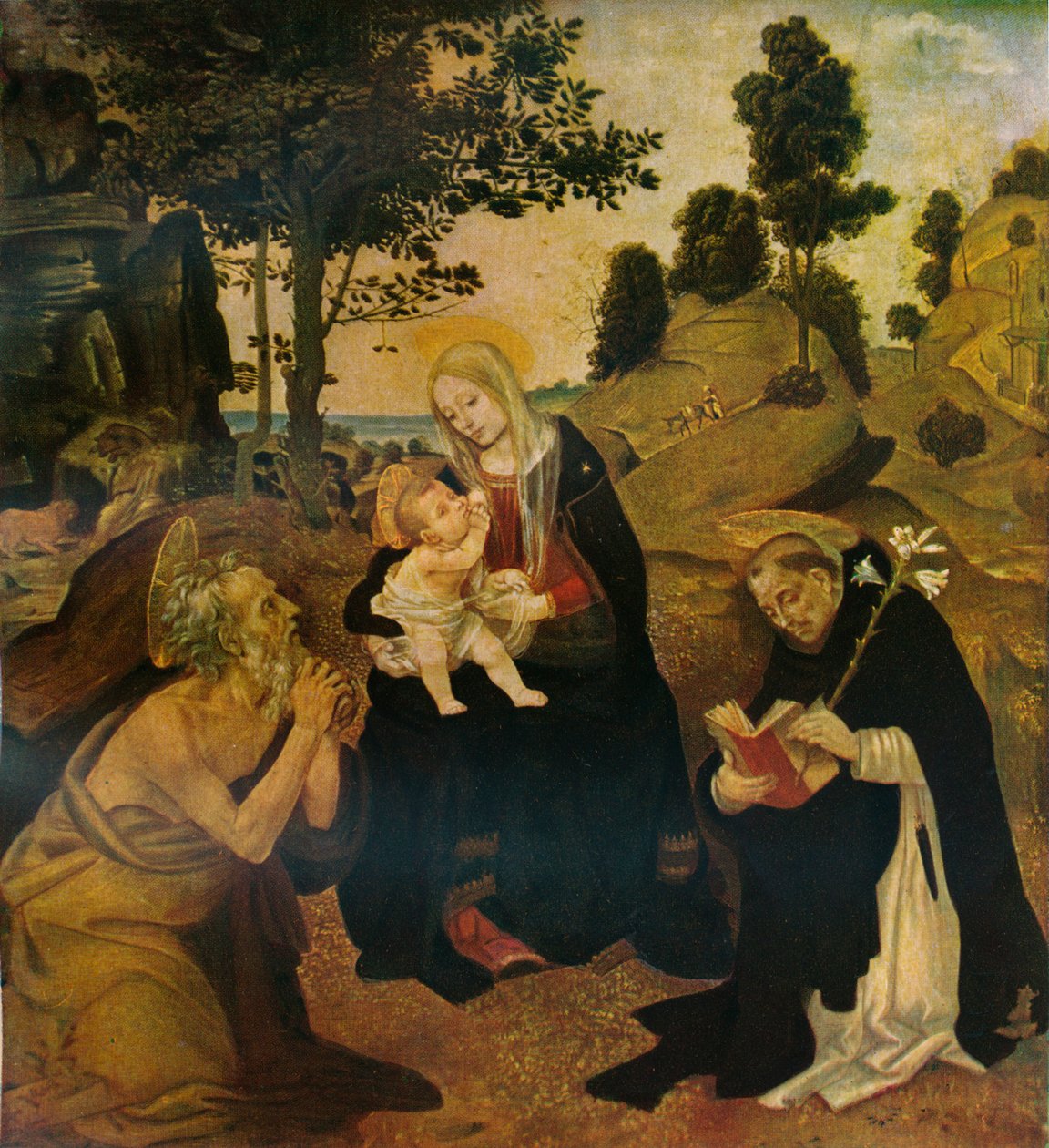 Dziewica i Dzieciątko ze świętymi Hieronimem i Dominikiem, c1485, 1911 autorstwa Filippino Lippi
