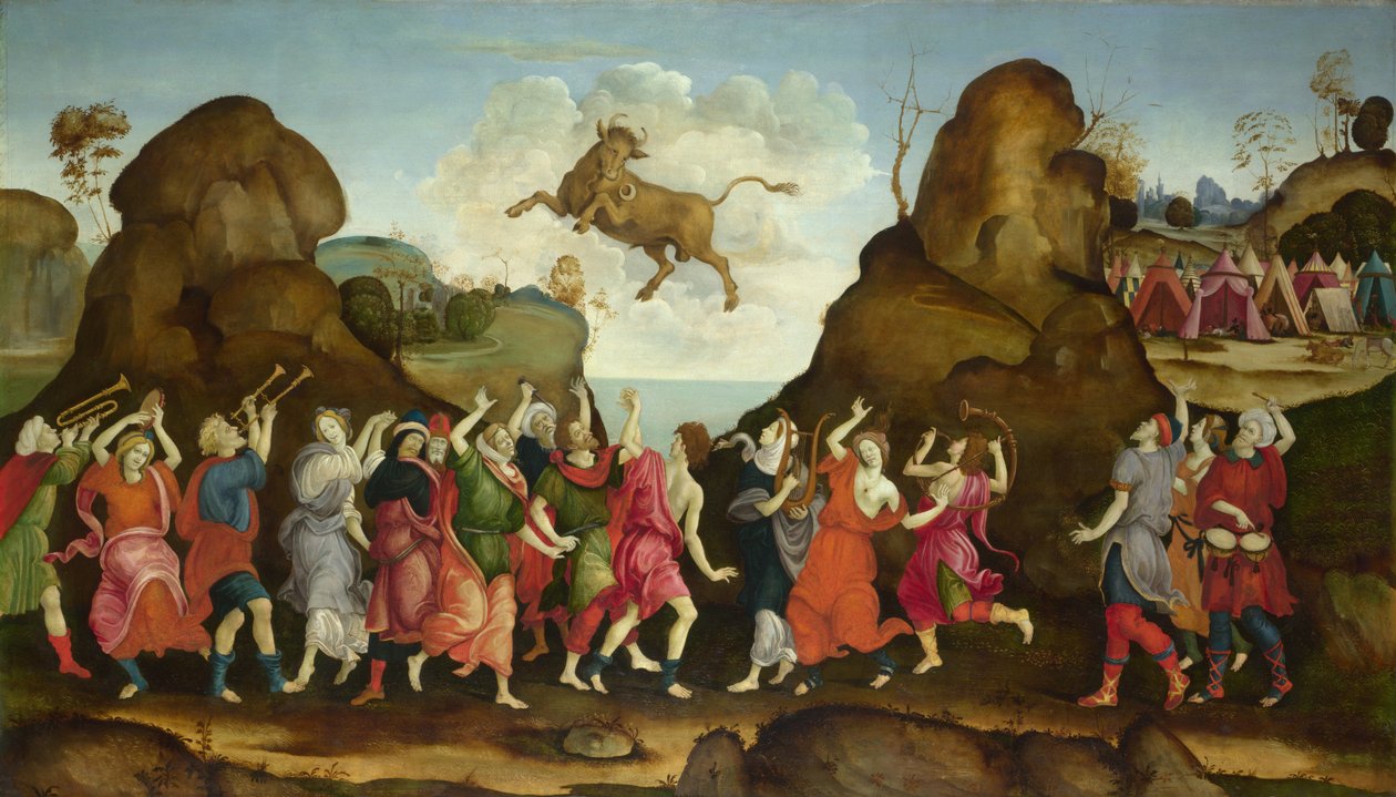 Kult egipskiego boga byka , Apis, c. 1500 autorstwa Filippino, Lippi