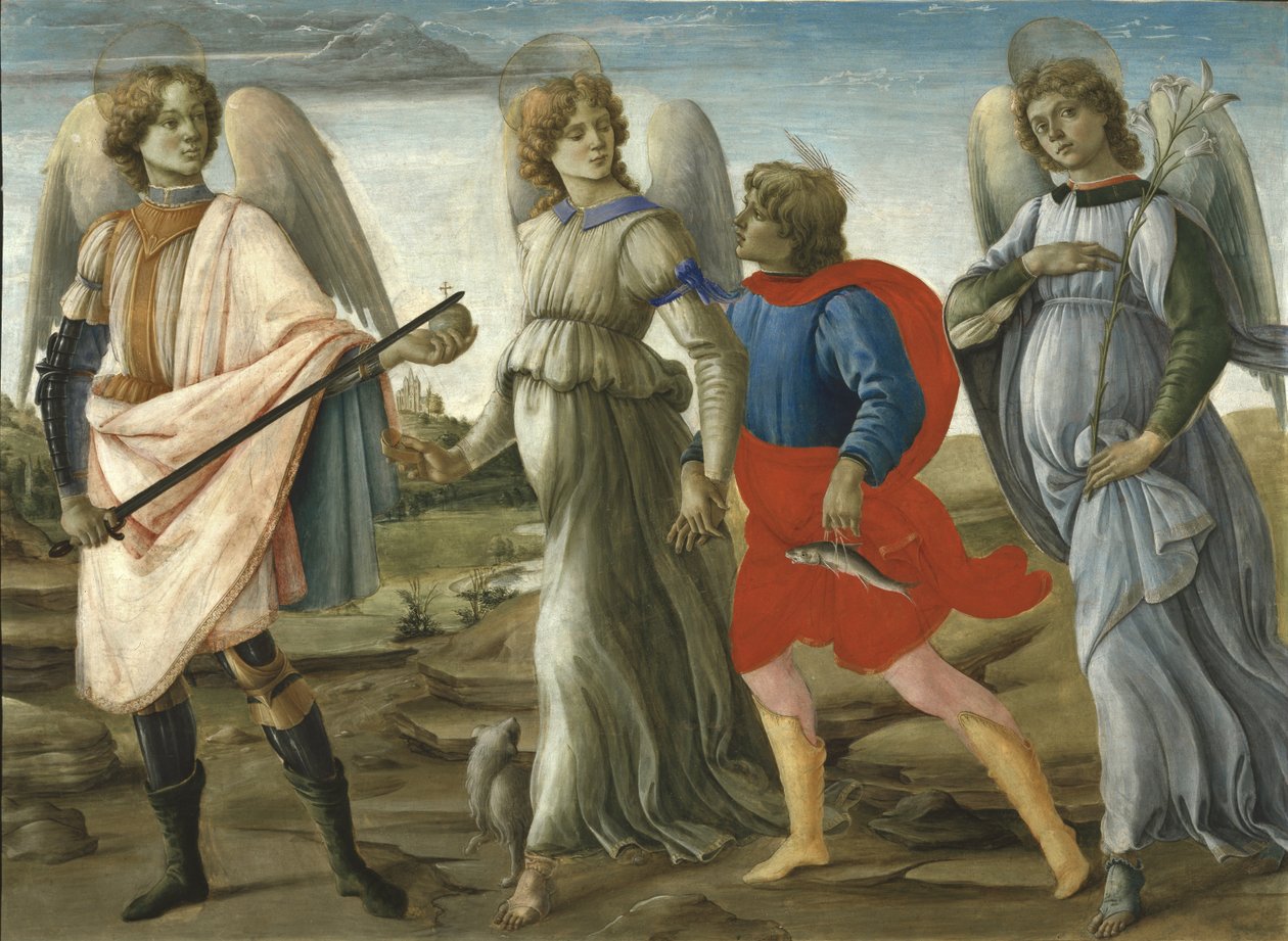 Trzej archaniołowie z młodym Tobiaszem, 1477-78 autorstwa Filippino Lippi