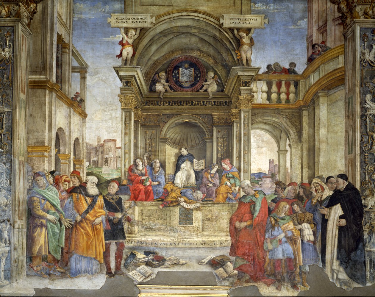 Triumf św. Tomasza z Akwinu nad heretykami (fresk) autorstwa Filippino Lippi