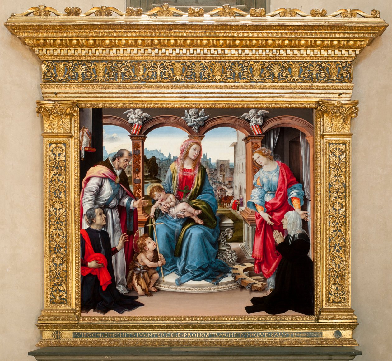 Dziewica z Dzieciątkiem i św. Janem Chrzcicielem, św. Marcinem i św. Katarzyną Aleksandryjską. Ołtarz Nerli (tempera na panelu) autorstwa Filippino Lippi
