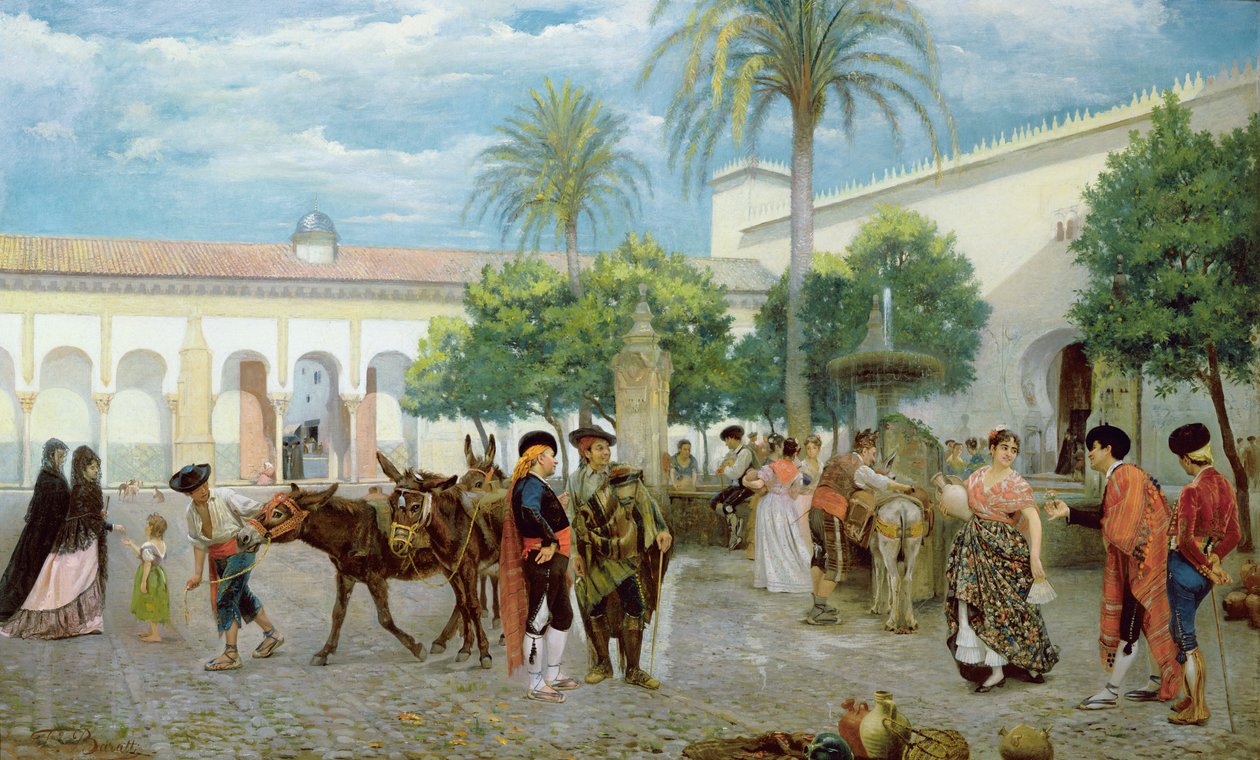 Dzień Targowy w Hiszpanii, 1877 autorstwa Filippo Baratti