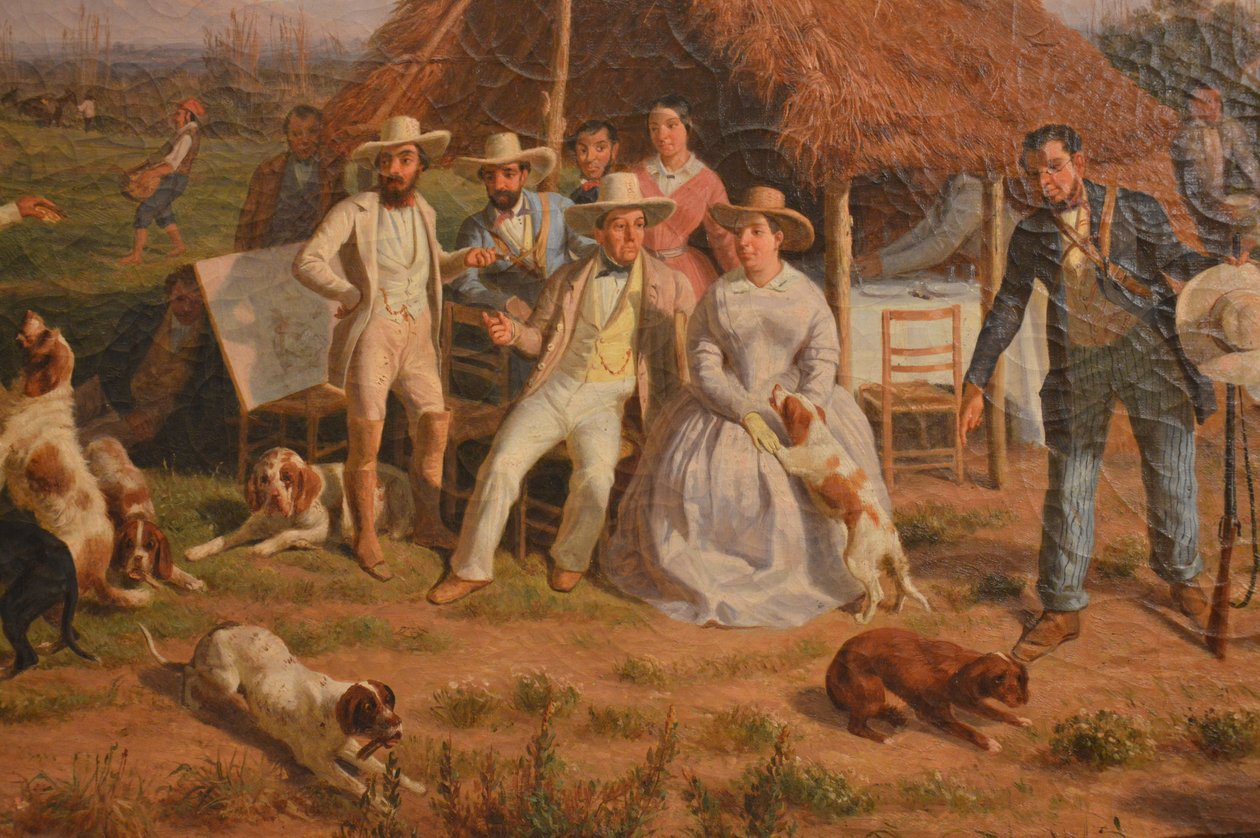 Fragment obrazu Filippo Palizzi, Rodzina królewska z Neapolu podczas polowania w Galleria d