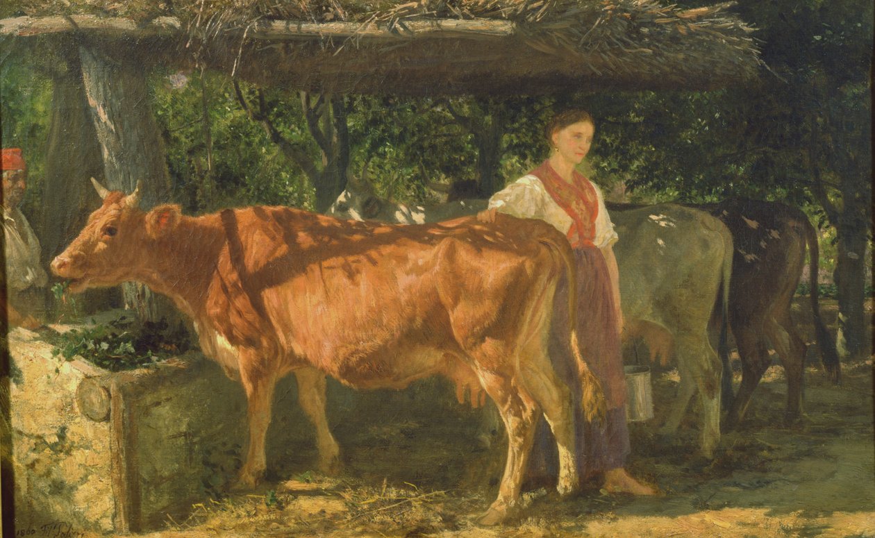 Karmienie trzech krów, 1860 autorstwa Filippo Palizzi