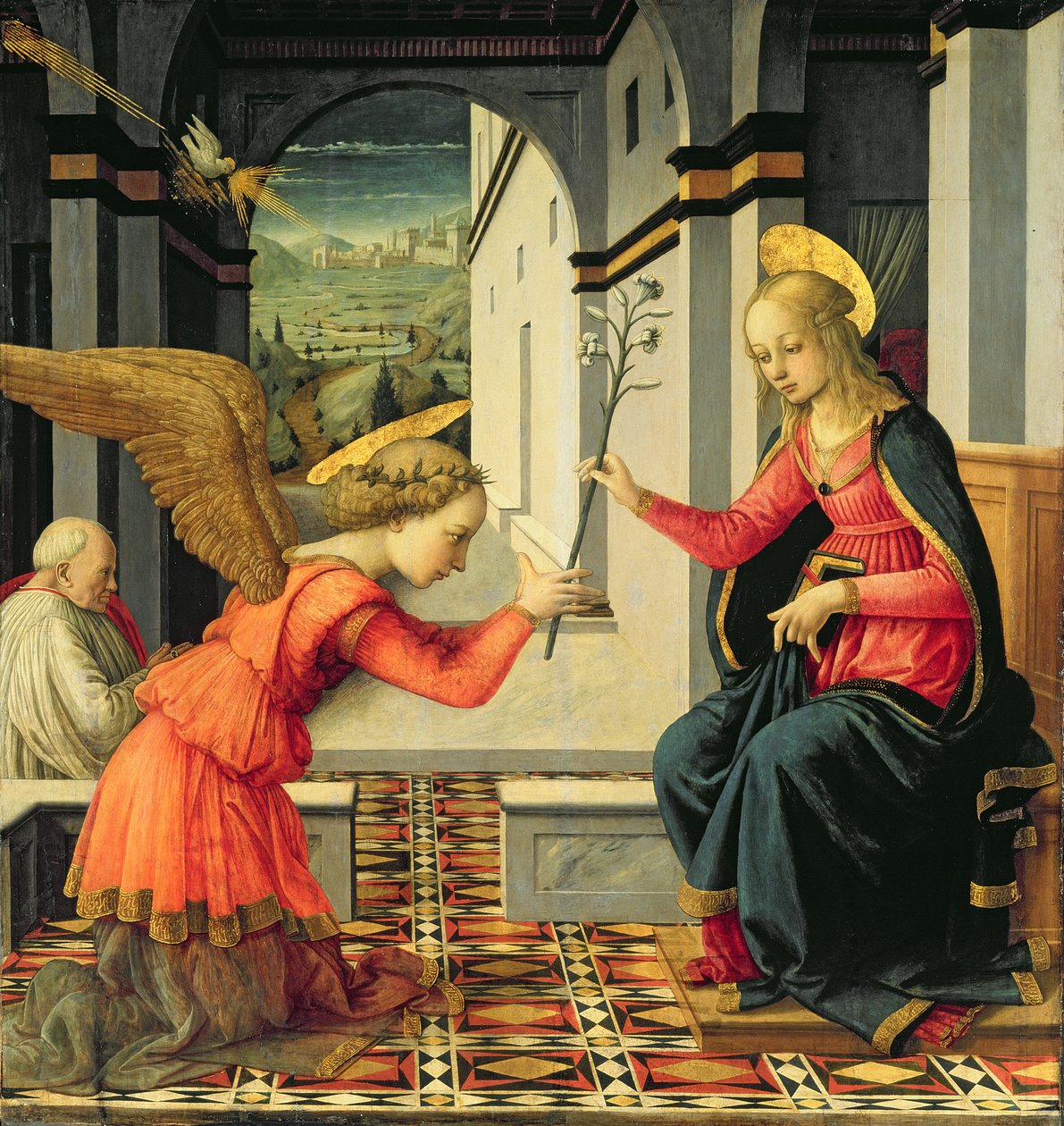 Zwiastowanie (tempera na panelu) autorstwa Filippo (and workshop) Lippi