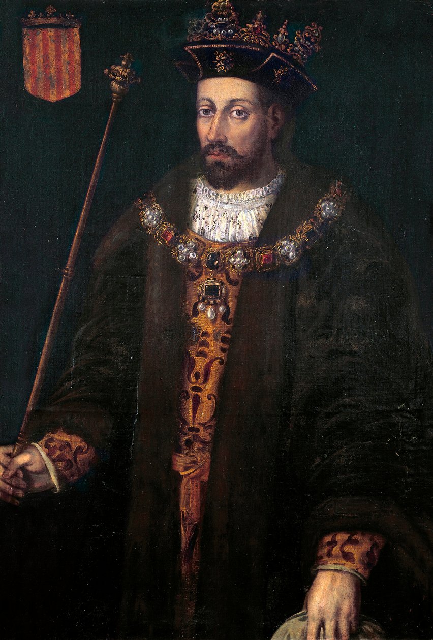 Portret Alfonsa (Alfonsa) III Katalonii, IV Aragońskiego, zwanego debonnaire (1299 - 1336), króla Aragonii i Sardynii (1327-1336) autorstwa Filippo Ariosto
