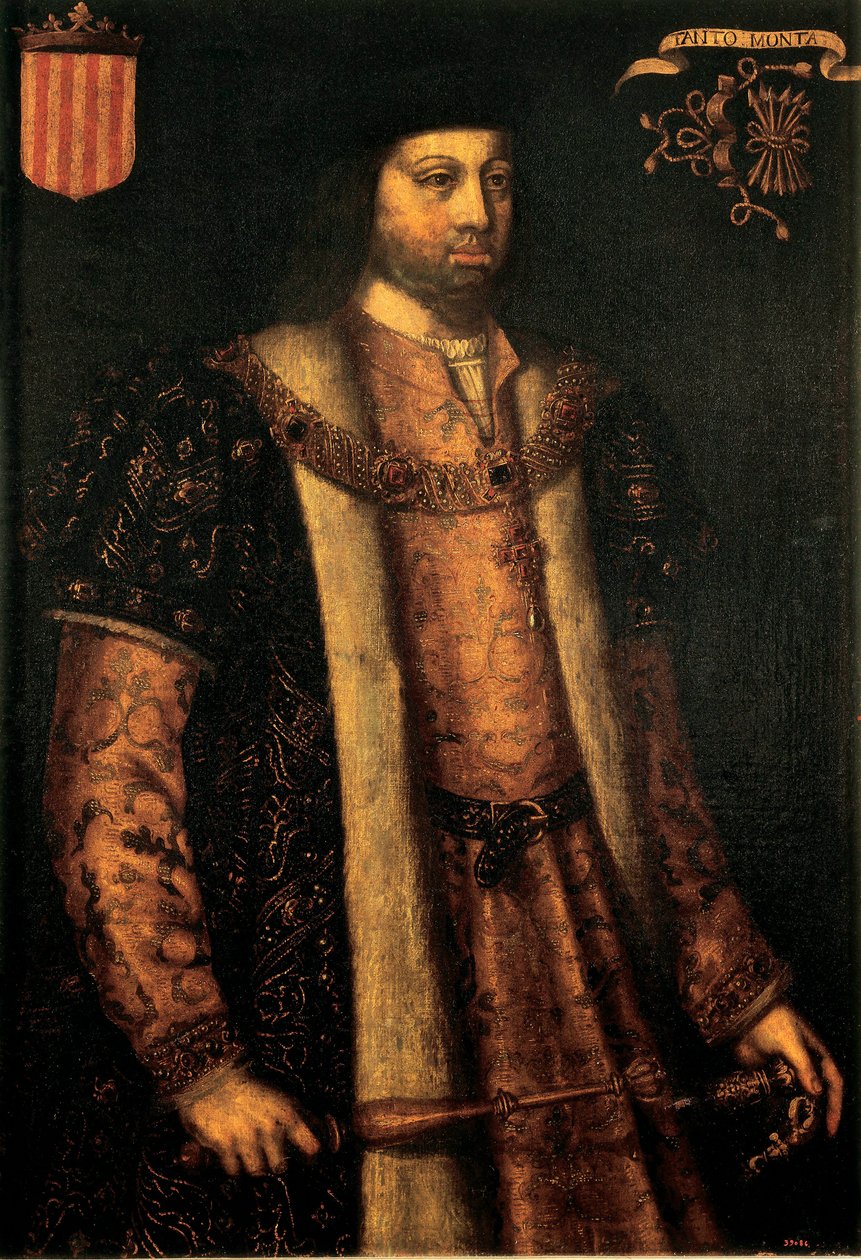 Portret króla katolickiego Ferdynanda II Aragońskiego (1479-1516) autorstwa Filippo Ariosto