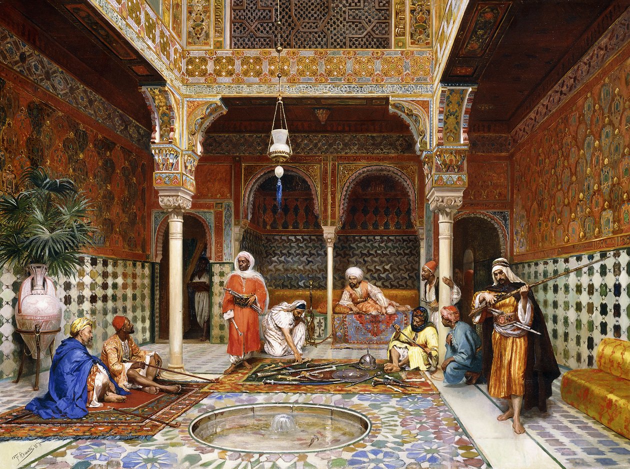 Rusznikarze w pałacu Alhambra, Granada, 1878 autorstwa Filippo Baratti