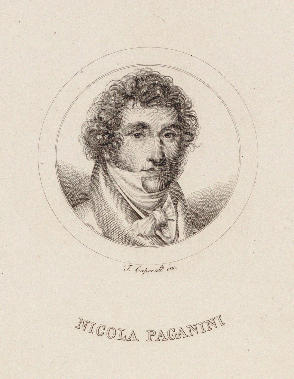 Portret Niccolò Paganiniego 1782-1840, 1840. autorstwa Filippo Caporali