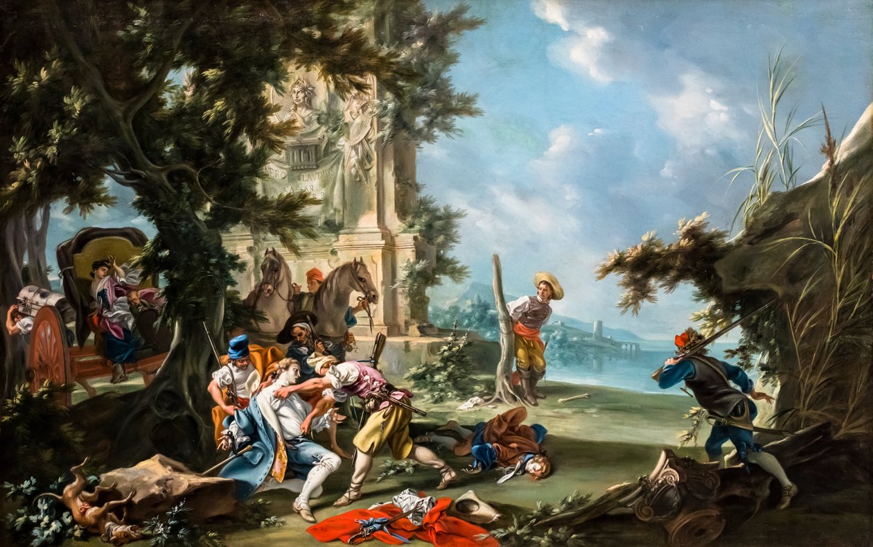 Atak rabusiów, około 1735/40 (Obraz) autorstwa Filippo Falciatore