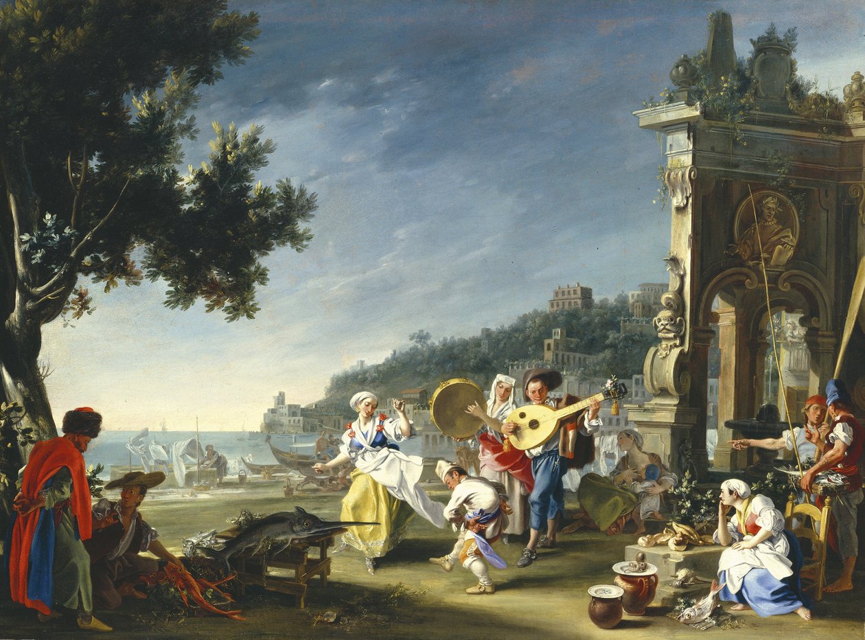 Tarantella w Mergellina, ok. 1750 autorstwa Filippo Falciatore