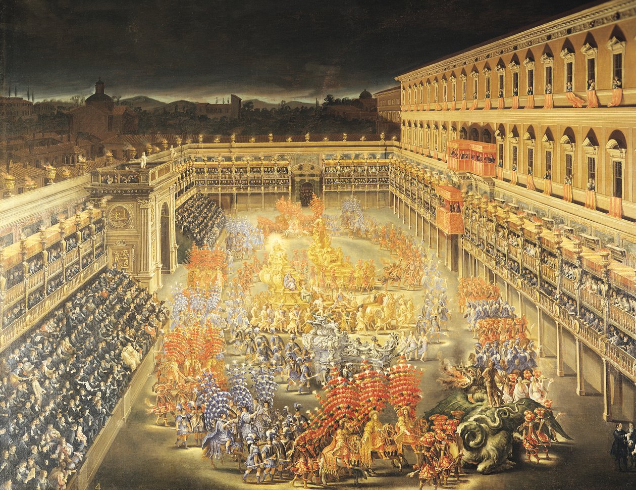 Festiwal na cześć królowej Krystyny (1626-89) Szwecji w Palazzo Barberini autorstwa Filippo Lauri