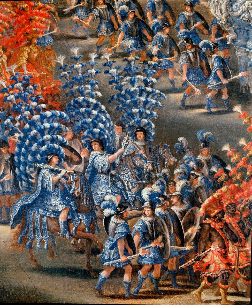 Festyn w Palazzo Barberini na cześć Christine de Suede (Christine of Sweden), 28.02.1656 Szczegół. Obraz Filippo Lauri (1623-1694) i Filippo Gagliardi (zm. 1659). XVII-wieczny Rzym, Muzeum Rzymu autorstwa Filippo Lauri