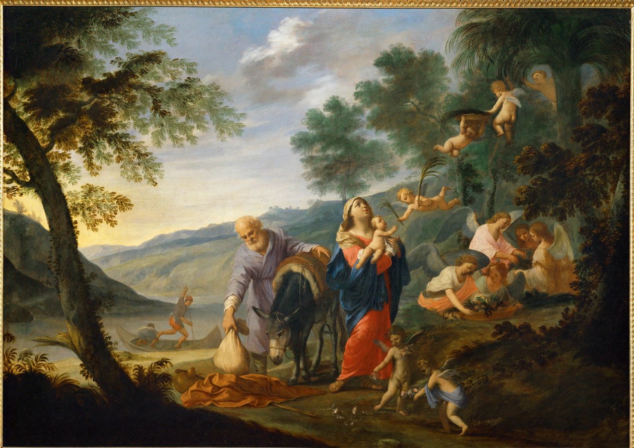 Odpoczynek podczas lotu do Egiptu (obraz na płótnie) autorstwa Filippo Lauri