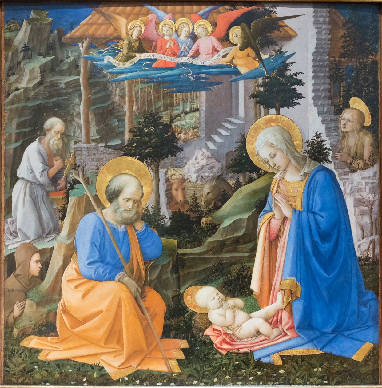 Adoracja Dzieciątka Jezus ze świętymi i aniołami autorstwa Filippo Lippi